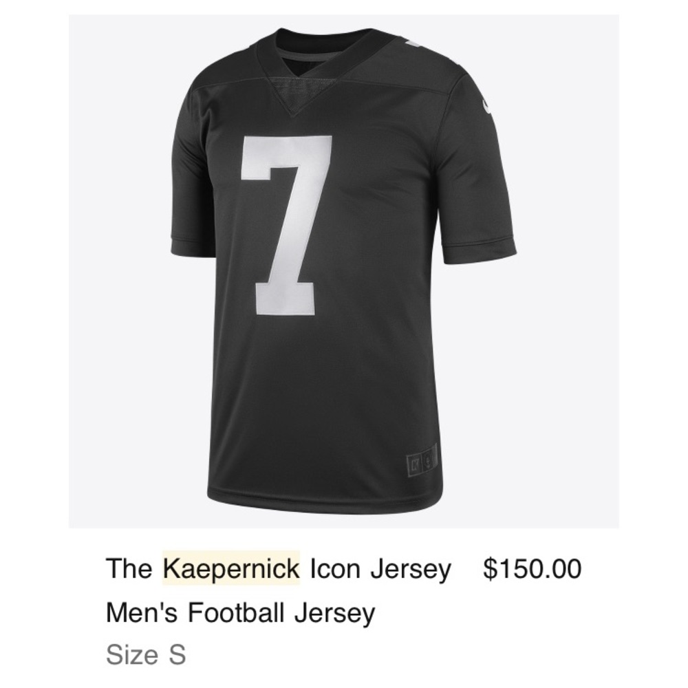 Black Jersey. Kaepernick. Size Small.